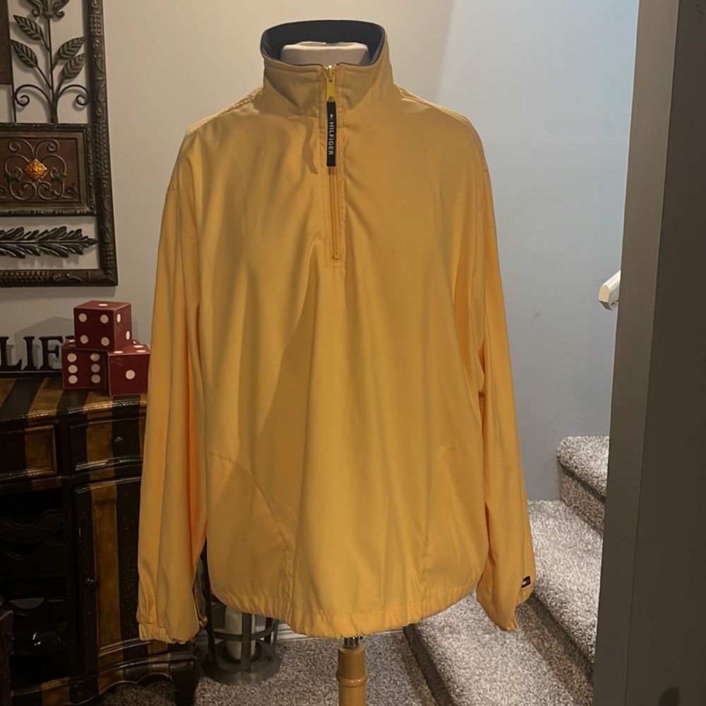 Tommy Hilfiger Golf Yellow Pullover with Navy Collar